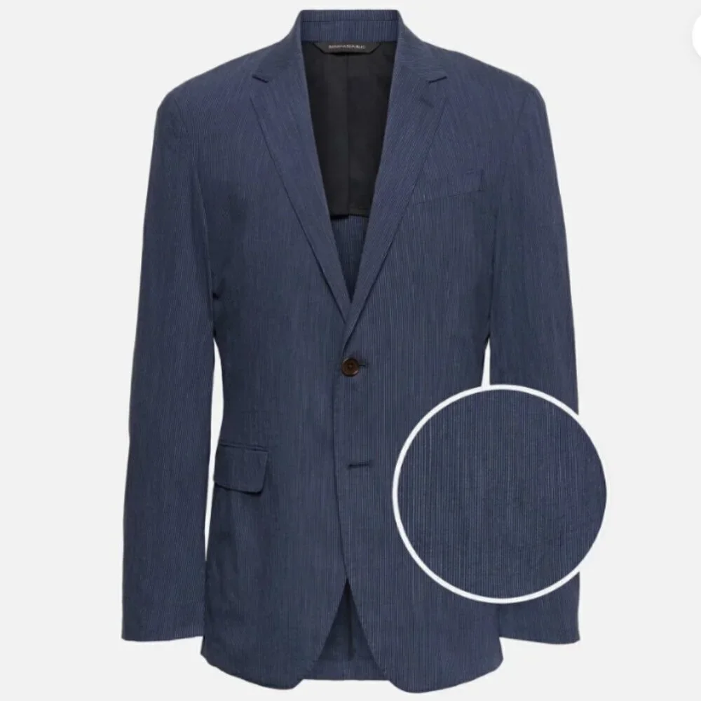 Banana Republic Men's Slim Fit Navy Blue Stripe Blazer Lined Size 38S NEW RT$200